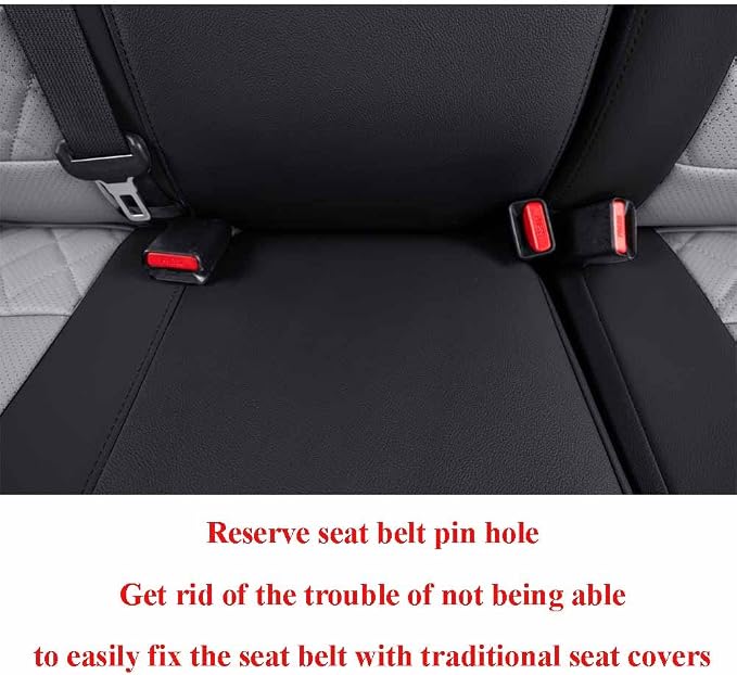 EKR Ranger Seat Covers Custom Fit for Ford Ranger (SuperCrew) XL/XLT 2024 2025,Leather Automotive Seat Covers & Accessories for Cars Full Set- Faux Leather (Black/Gray) - Image 6