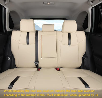 Custom Fit RAV4 (for Hybrid) Seat Covers Full Set for Toyota RAV4 Hybrid 2019 2020 2021 2022 2023 2024 2025 with Waterproof Faux Leather (Beige, LU01-Hybrid) - Image 3
