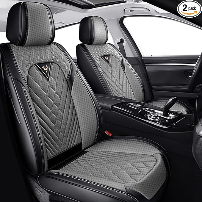 Fit for Toyota RAV4 Seat Covers 2001-2026,Premium Leather, 360° Full Protection, Thick Padding & Memory Foam, Waterproof & Stain-Resistant Car Seat Cover Front Set (2 Seat,Black&Gray) by Unknown