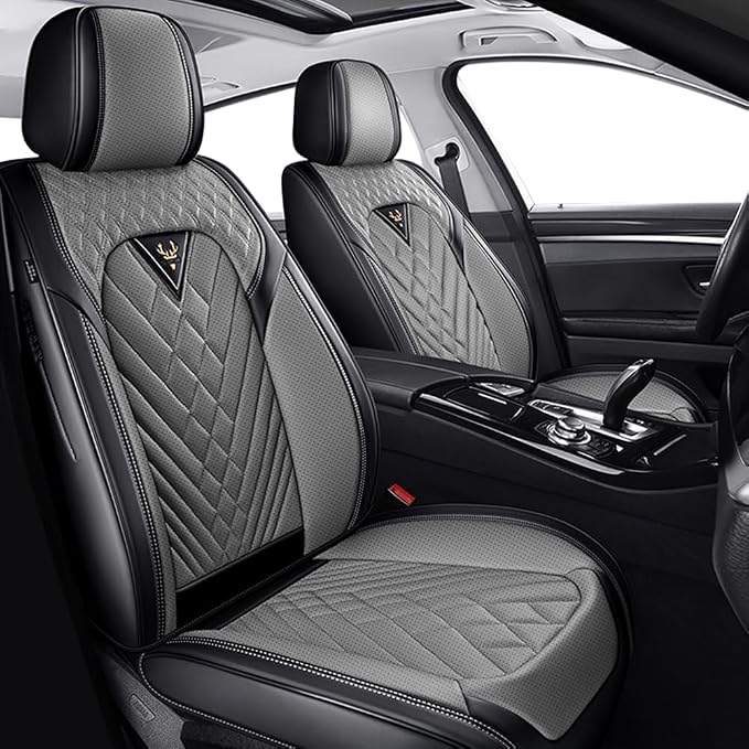 Fit for Toyota Corolla Cross Seat Covers 2022-2026,Premium Leather, 360° Full Protection, Thick Padding & Memory Foam, Waterproof & Stain-Resistant Car Seat Cover Front Set (2 Seat,Black&Gray) by Unknown