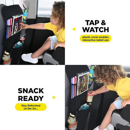 lebogner Back Seat Cover for Kids + 6 Pocket Storage Organizer, 2 Pack X-Large Kick Mats Backseat Protector with iPad Tablet Holder, Car Seat Back Protectors for Vehicles to Protect from Dirt & Mud - Image 6