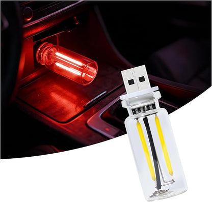 Car USB Night Light Touch Dimmable - 1-Pack Retro LED Filament Lamp for Truck Interior, Bedroom & Camping | Glass Bottle Ambiance Lighting (Red) by LIGREL