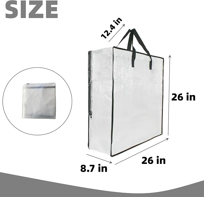 6 Pack Clear Storage Bags with Zipper and Handles, Blanket Bags For Closet Storage, Moving and Packing Supplies for College, Underbed Storage Organizer for Clothes Pillow Bedding Christmas Wreath - Image 2