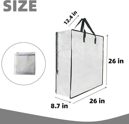 6 Pack Clear Storage Bags with Zipper and Handles, Blanket Bags For Closet Storage, Moving and Packing Supplies for College, Underbed Storage Organizer for Clothes Pillow Bedding Christmas Wreath - Image 2
