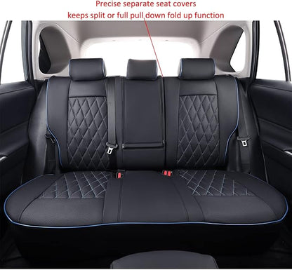 EKR Corolla Seat Covers Custom Fit for Toyota Corolla 2020 2021 2022 2023 2024 2025 2026 SE &2023-2025 XSE &2025 FX,Leather Car Seat Covers Full Set-Faux Leather(Black with Blue Trim) - Image 5