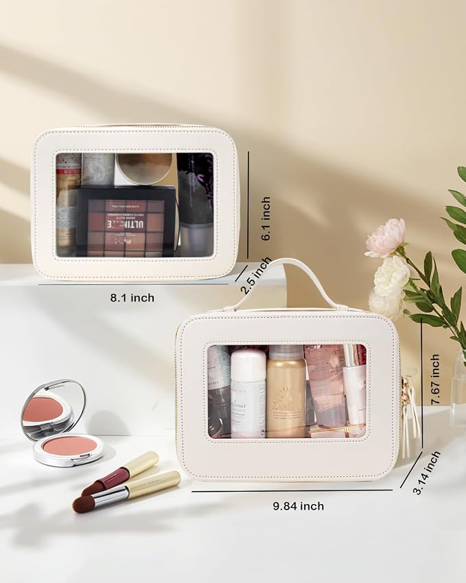 Travel Clear Makeup Bag Set, TSA Approved Cosmetic Bag Case with Zipper Portable Makeup Pouch Toiletry Bag Traveling Cosmetic Organizer Storage Bag Car Organizer Car Essentials - Image 5