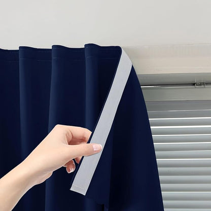 Self Adhesive Portable Blackout Curtains for Bedroom Easy to Install Window Thermal Lnsulated Kitchen Room Darkening Small Window Curtains, 35" W X 71" L, Navy Blue, 1 Panel by Sovtfides