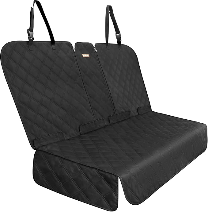 ALLANSING XL Back Seat Cover for Full‑Size Trucks Rear Bench, Zippered Center Armrest Opening, Heavy Duty 900D Waterproof Non‑Slip Car Seat Protector for Messy Kids & Drooling Dogs, Easy Clean (Black) by CARS%C2%B7DOGS%C2%B7SING