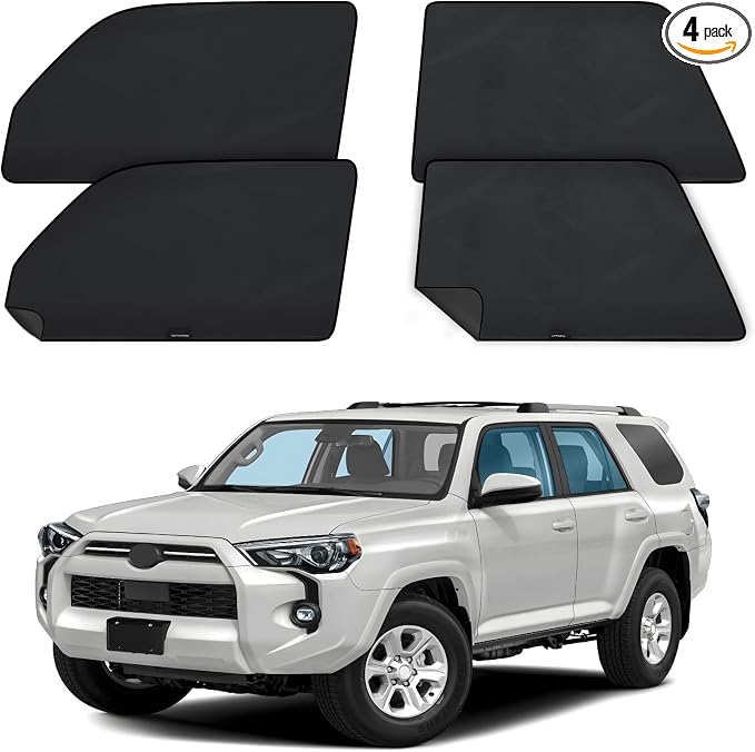 ZATOOTO Car Window Shades for Toyota 4Runner 2017-2024,100% Block Light | 4 Pcs Magnetic Car Window Covers,Privacy Curtains,Side Window Sun Shade for Baby Breastfeeding, Sleeping, Camping by ZATOOTO