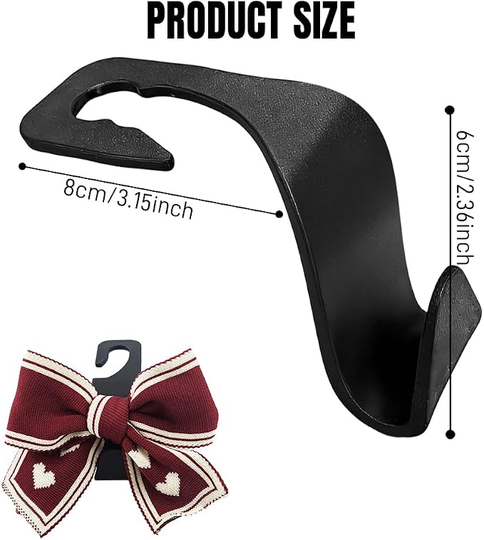 2PCS Car Seat Headrest Hooks, Car Purse Hook, Cute Bow Knot Vehicle Seatback Hanging Storage Organizer, Auto Seatback Decor Organizer Hanger for SUV Truck (Red/White) - Image 2