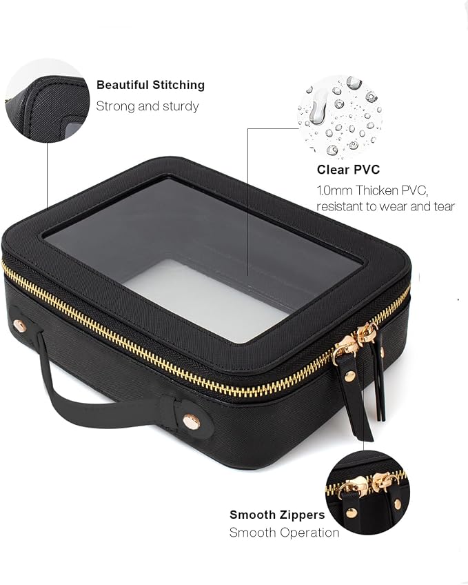 Travel Clear Makeup Bag Set, TSA Approved Cosmetic Bag Case with Zipper Portable Makeup Pouch Toiletry Bag Traveling Cosmetic Organizer Storage Bag Car Organizer Car Essentials - Image 4