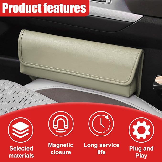 Car Seat Gap Filler Organizer with Lid, Universal Leather Auto Front Seat Storage Box, Adjustable Car Center Console Side Pocket for Phones, Keys, Glasses, Cards, No Seat Belt Block (Gray) - Image 4