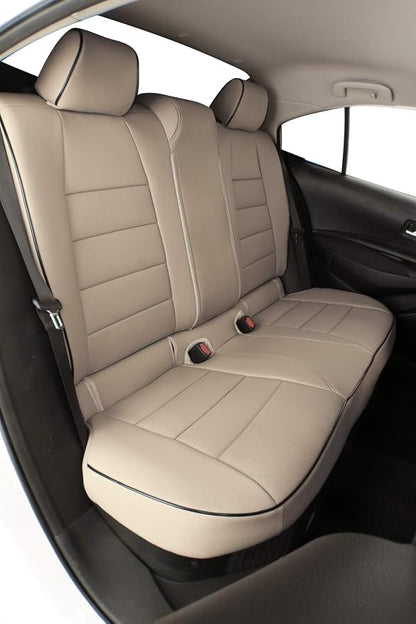EKR Car Challenger Seat Covers 2015-2023,Leatherette Full Set | Custom Fit for Dodge Challenger 2015 2016 2017 2018 2019 2020 2021 2022 2023 -Faux Leather(Beige) - Image 4