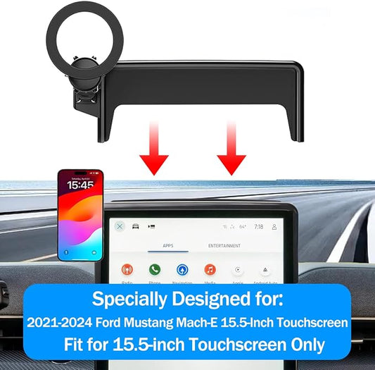 Car Phone Holder for 2021-2025 Ford Mustang Mach-E 15.5-Inch Touchscreen, 360° Rotation Cell Phone Mount Compatible with MagSafe, for Ford Mustang Mach-E Accessories - Image 2