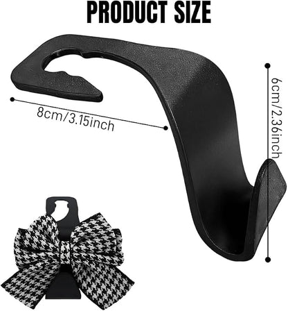 2PCS Car Seat Headrest Hooks, Car Purse Hook, Cute Bow Knot Vehicle Seatback Hanging Storage Organizer, Auto Seatback Decor Organizer Hanger for SUV Truck (Houndstooth/Black) - Image 2