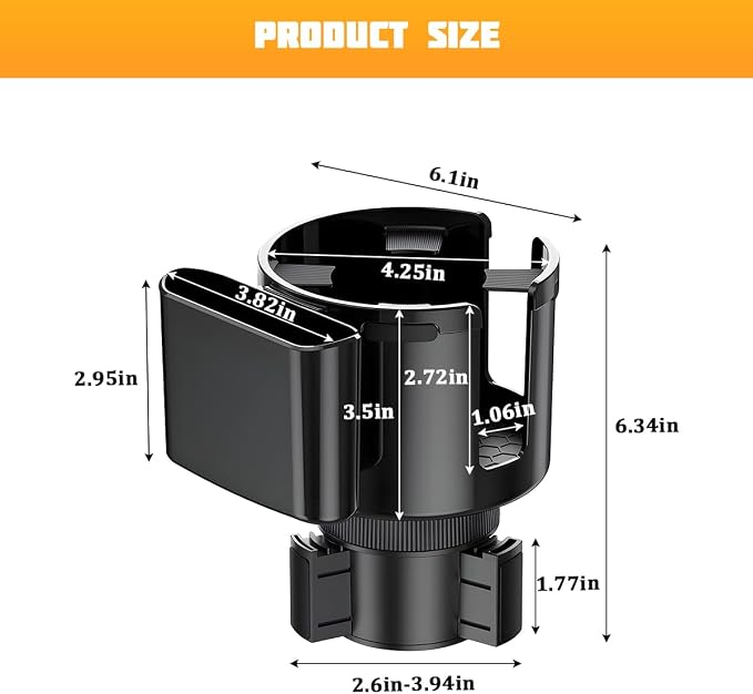 Car Cup Holder Expander, 2 in 1 Expandable Base Vehicle Cupholder Adapter with Phone Holder, Automotive Interior Water Bottle Insert Extender, Universal for SUV RV Truck - Image 2