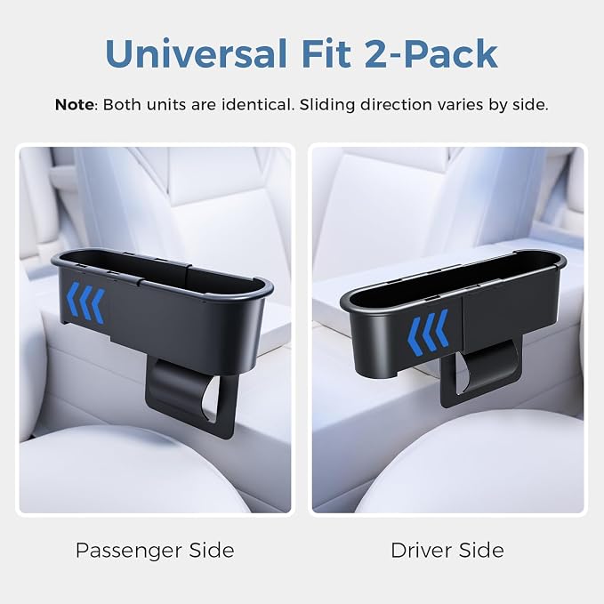 Car Seat Gap Filler Organizer 2 Pack, Adjustable Seat Side Storage Box | Easy‑Install Car Console Side Pocket, Car Interior Accessories for Phone Keys Sunglasses, Gentle on Leather Seats - Image 4