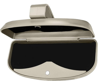 MOSISO Car Visor Sunglasses Case, ABS Eyeglasses Holder Protective Box | Universal Automotive Clip Eyewear Hard Shell Storage Organizer with Magnetic Closure and Double Card Clamp, Beige by MOSISO