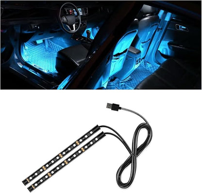 smilfuy Car LED Strip Light, USB Port Car Interior Decorative Lamp | 12V Under Dash Ambient Night Light, 24 LEDs RGB Neon Interior Atmosphere Lights, LED Ambient Lights for Car SUV, Ice Blue by smilfuy