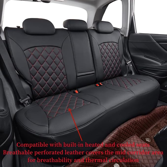 Custom Seat Covers for 2025 Subaru Forester,Rear w/No Armrest,Faux Leather | Full Set Suv Seat Cushion,Easy Installation,Factory Look,Waterproof Car Seat Protector (Black-Diamond) - Image 3