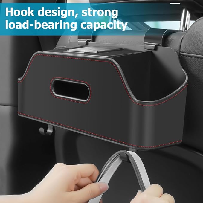 Zipelo Car Headrest Backseat Organizer with Cup Holder, Multi-Functional Vehicle Seat Back Hanging Storage Box with Hooks, Auto Drink Snack Phone Tray Travel Accessories for Kids Adults (Brown) - Image 5