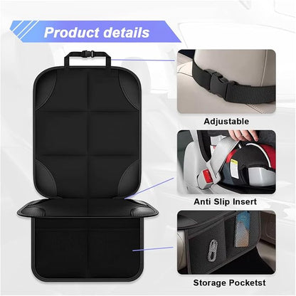 Baby Car Seat Protector for Child, Waterproof Baby Car Seats Cover with Non-Slip Backing, 600D Fabric Car Seat Mat with Thickest Padding & Mesh Pockets for Baby Pet (1PC) - Image 3