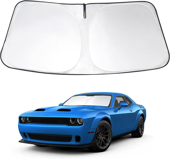 Windshield Sun Shade Sunshade for 2015-2023 Dodge Challenger | Full covered for windshield, Foldable & Durable, Block UV Rays, Reduce Heat, Easy to install, Keeps Car Cooler by LHFLIVE