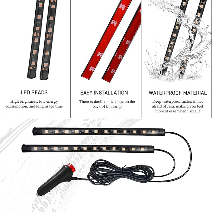 Car LED Strip Light, Interior Car Lights, 12V 24 LED Auto Atmosphere Lamps with Cigarette Lighter, Auto Lamp Ambient Night Light Strip Lighting Kit for Vehicles (Cigarette Lighter/Pink Purple) - Image 7