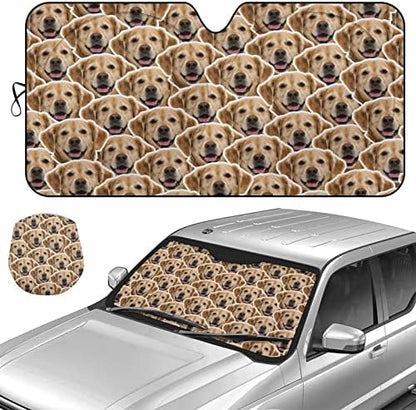 Custom Car Windshield Sunshade, 64''x33.5'' Personalized Sun Visor with Photo Text, Foldable Durable Shade Storage Pouch for Sedans SUV Trucks by CUNEXTTIME