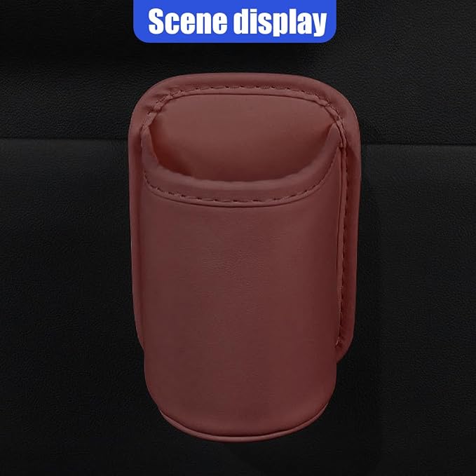 Leather Car Cup Holder, Hanging Automotive Back Seat Bottle Holders, Scratch-Resistant Vehicle Door Drink Holder, Clip-On Auto Organizer Accessories for Soda Cans, Coffee (Red) - Image 6