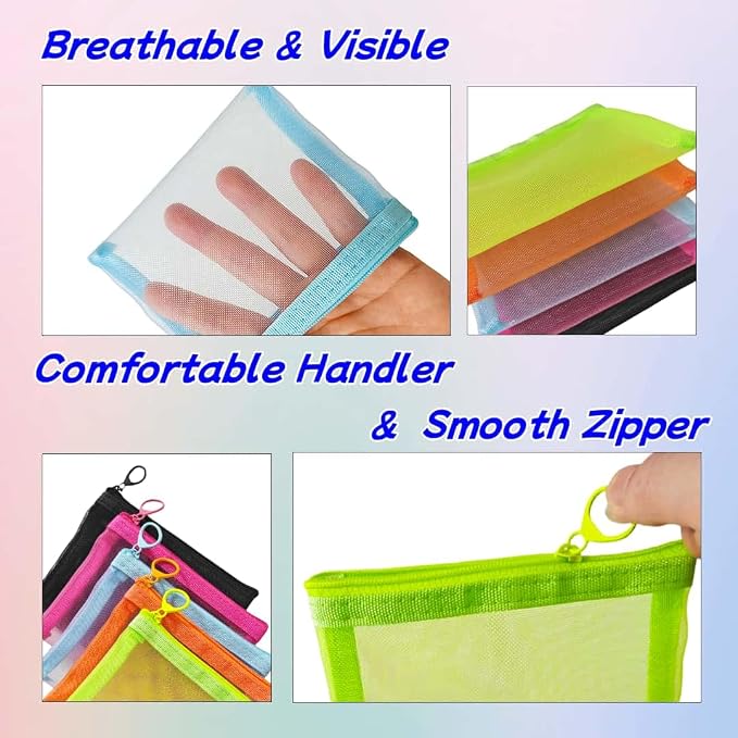 5 Pack Small Mesh Zipper Pouch Bags for Purse, Size 5" x 4" Travel Pouches for Daily Toiletries, Mini Mesh Bags with Zipper, Purse Organizer Pouches Insert (5" x 4") - Image 3