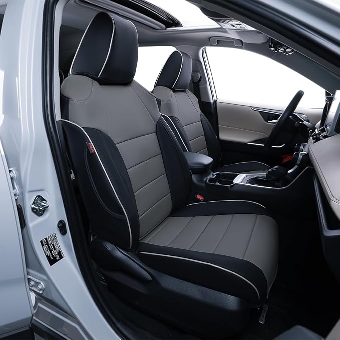 EKR Corolla Seat Cover Custom Fit for Toyota Corolla 2020 2021 2022 XLE,Leather Car Seat Cover Full Set-Faux Leather(Black/Gray) by EKR