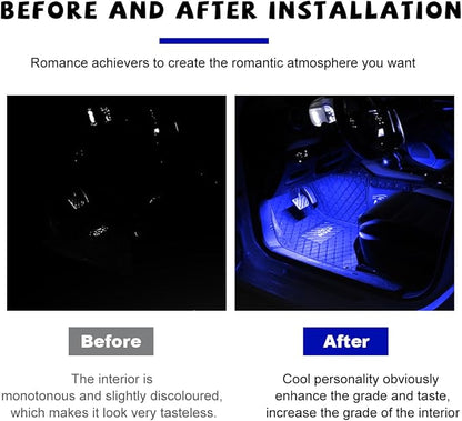 povtii Car LED Strip Light, 24 LED RGB Auto Under Dash Interior Atmosphere Lights, USB Vehicle Decorative Lamp Ambient Night Light Strip, Lighting Kit Car Accessories (Blue) - Image 5