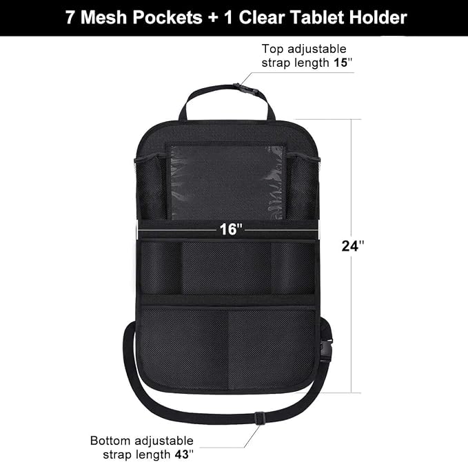 ONE PIX Backseat Car Organizer Mats Back Seat Organizers and Storage Bag with Touch Screen Tablet Holder for Kids Toddlers Car Seats, Travel Accessories, Road Trip Essentials Kids - Image 4