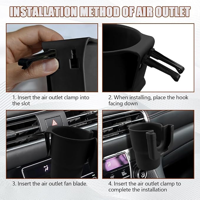 Car Cup Holder Expander, Cup Holder for Car, 2-in-1 Mobile Phone Drink Adapter, Auto Interior Accessories Multifunction Auto Seat Back and Armrest Box Storage Device for Most Vehicles (Black) - Image 6
