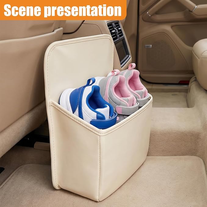 Car Seat Side Pocket Organizer, Leather Multifunctional Automotive Console Shoe Storage Bag, Universal Vehicle Interior Storage Pouch Accessories for Phone Pen Key Sunglasses (White) - Image 6