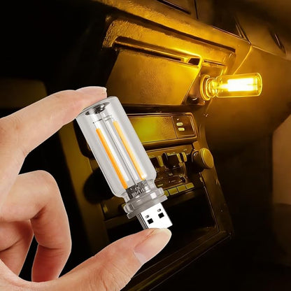 2 PCS USB LED Lights for Car Interior, Touch Dimmable Ambient Lighting, Mini Retro Glass Bottle Night Light Bulb for Vehicle, Bedroom, Camping(Warm White) - Image 5