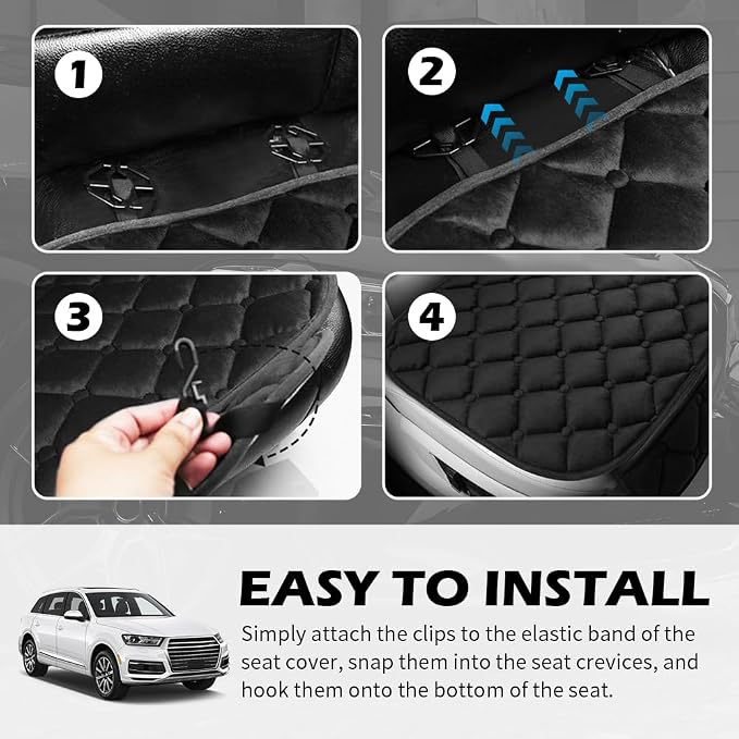 Plush Car Seat Covers with Side Pockets,Warm & Breathable Front Seat Covers for Car Seats Protection,All-Season Anti-Slip Cars Seats Cushion Pad Cars Interior Accessories (Front) - Image 6