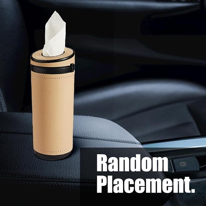 ZIMISI Car Tissue Holder, Convenient Travel Napkin Boxes, Car Tissues Cylinder, Round Canister Napkin Holder, Travel Tissue Tube Container for Vehicle Cup Holder, Home, Office (Beige) - Image 5