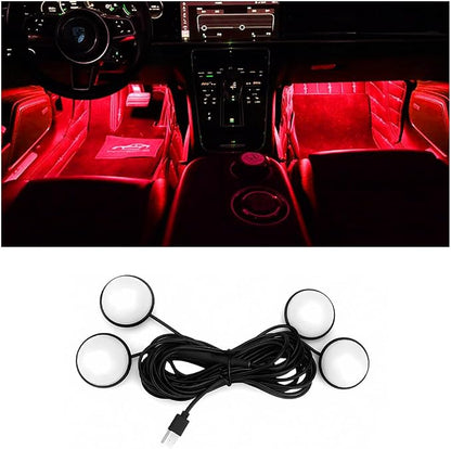 BESULEN Car Interior LED Lights, Neon Light Kit with USB Port, Red | 4 in 1 Car Ambient Neon Light Kit with USB Port, Interior LED Atmosphere Lights, Decoration for Car Home Garden Party by BESULEN