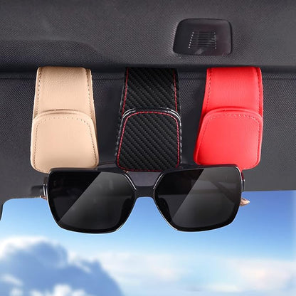 AICEL Sunglasses Holders for Car Sun Visor, Leather Magnetic Clip, Black | Leather Eyeglasses Hanger Mounter, Magnetic Glasses Holder and Ticket Card Clip, Car Accessories, Universal Fit - Image 6