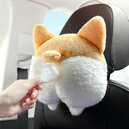 Tissue Box Cover Soft Adorable Corgi Shaped Creative Storage Bag Hanging Pouch Tissue Box Wrapper for Car Home Tissue Holder Car Accessory by Unknown