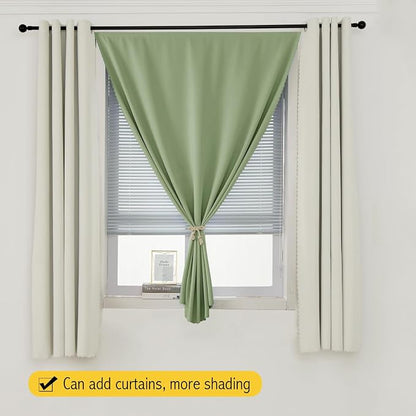 Magic Tape Blackout Curtains for Bedroom No Drillng Self Adhesive Curtains No Rod Small Window, 35" W X 59" L, Sage Green, 1 Panel - Image 8