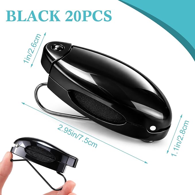 Frienda 20 Pcs Sunglasses Holder for Car Sun Visor Clip,Black | Visor Clips for Eyeglasses, Securely Holds Glasses, Ticket Card Holder, Metal Shell Spring Clip, For Women Men Drivers - Image 2