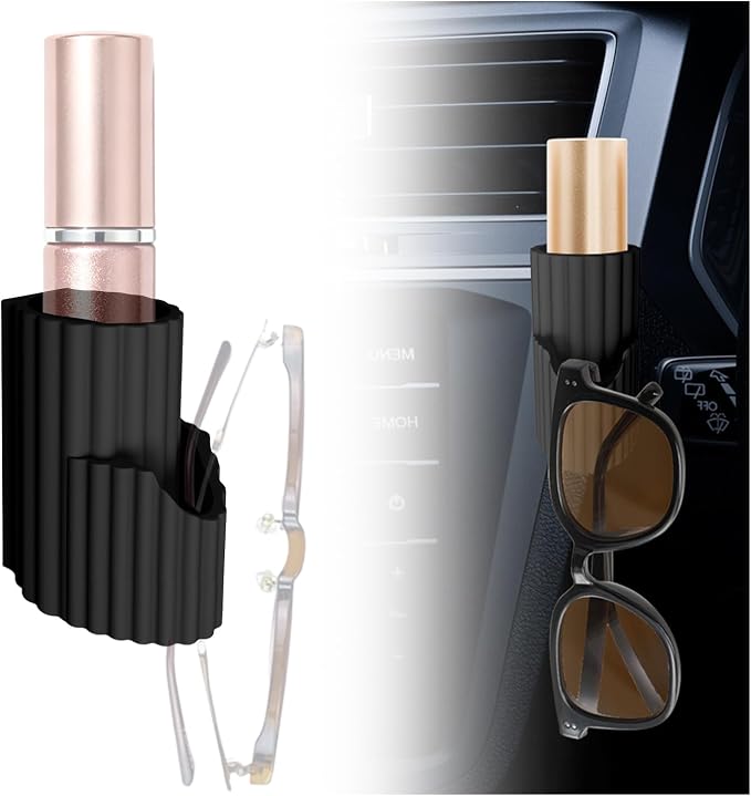 Upgraded 2-in-1 Car Chapstick Holder No Melt & Car Sunglasses Holder,Silicone Insulated Chapstick Holders for Cars as Chapsticks Organizer,Upright Portable Cars Lip Balm Holders by VKQTS