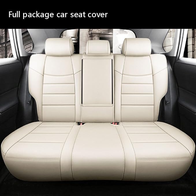 CocheFamilia Custom Fit RAV4 Hybrid Car Seat Covers for Select Toyota RAV4 Hybrid (Not for 2019-2025 Hybrid/Prime SE,XSE) 2019 2020 2021 2022 2023 2024 2025 - Full Set,Leather(Beige) - Image 2
