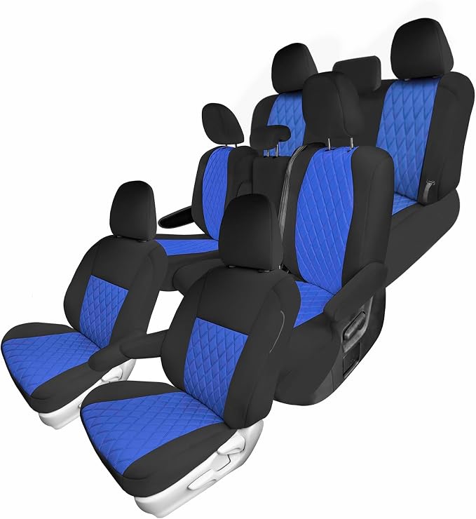 FH Group Custom Fit Car Seat Covers Specifically Made for Toyota Sienna 2011-2020, Car Seat Cover Full Set, 8 Seater Automotive Seat Covers in Blue Neoprene, Waterproof and Washable Seat Covers by FHGroup