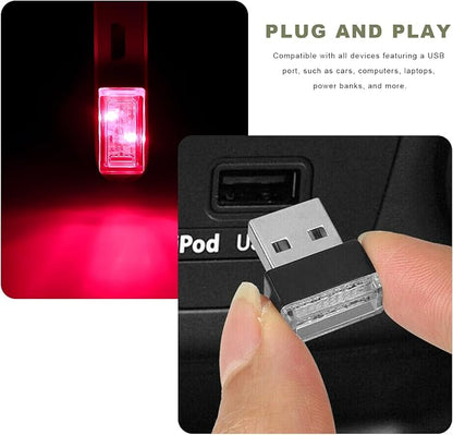 4 PCS USB LED Car Interior Atmosphere Lamp, Mini Night Light Plug-In Trunk Ambient Lighting Kit, Portable USB Interface LED Lamp Interior Decoration for Vehicle Home Office (Red) - Image 6