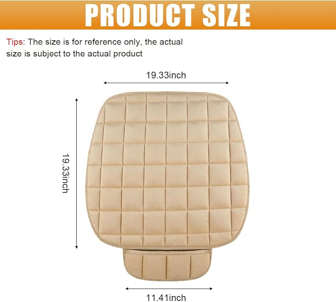 YoRise Car Seat Cushion, Car Driver Seats Protector Cover (Beige) | Soft Plush Auto Seat Pad with Storage Pocket, Car Seat Cover with Non-Slip Rubber Bottom, Winter Vehicle Accessory - Image 2