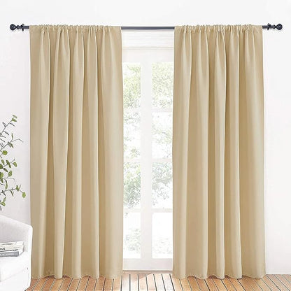 RYB HOME Large Curtains for Bedroom Living Room Dining Room 84 inches Long | Thermal Insulated,Privacy,Drapes for Large Window,Triple-weave Fabric,For Better Sleep,W70 x L84,Biscotti Beige,2 Panels by RYBHOME